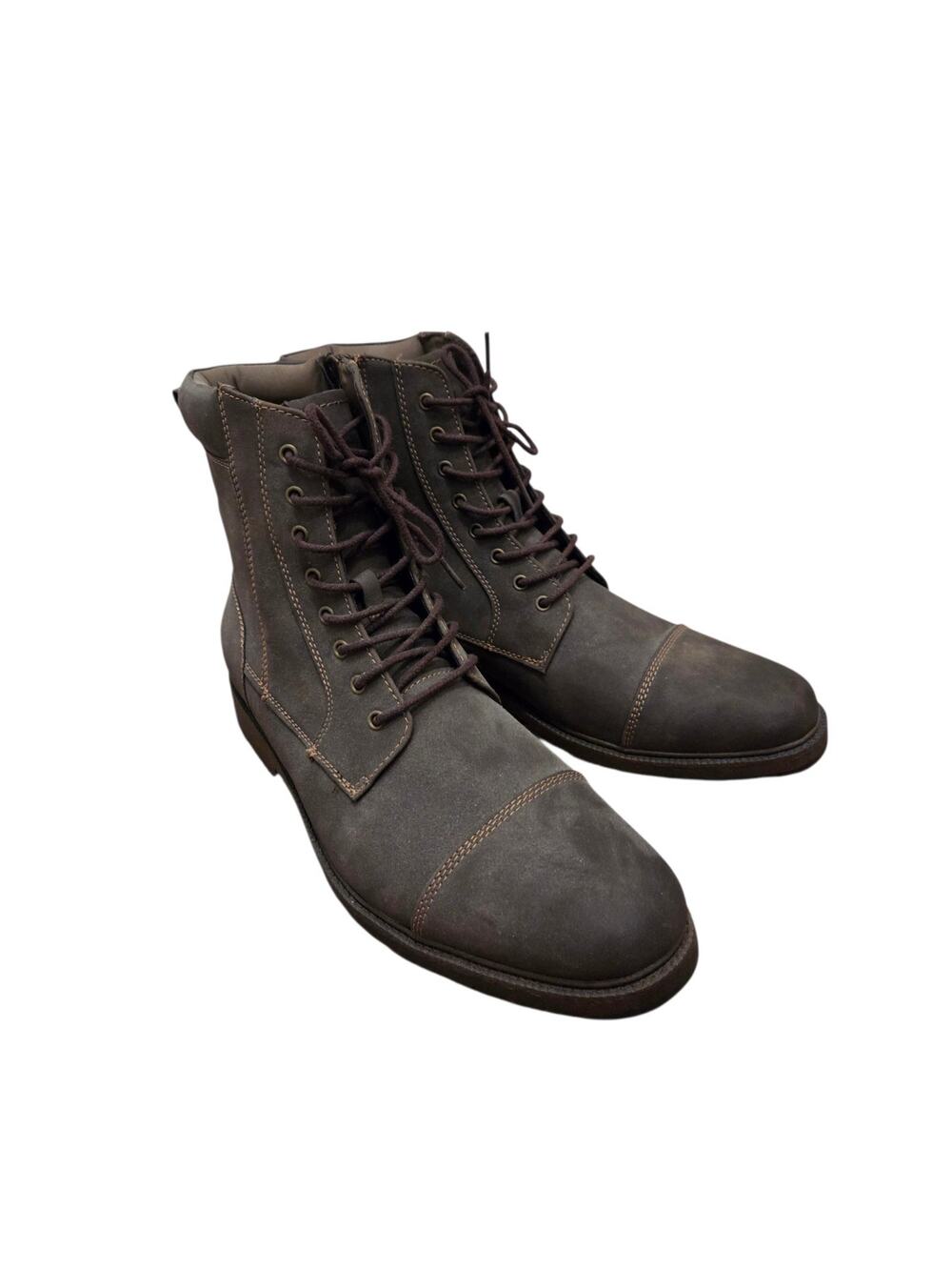 Dockers Stratton New Rugged Cocoa Brown Faux Leather Side Zip Boots, Men's 12 M